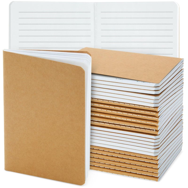 Paper Junkie A6 Kraft Paper Notebook - 4 x 6 in, Brown, 24 Pack Softcover, 80 Lined Pages - Writing Journal for Kids & Students - Bulk Journals - Notebooks & Party Favors - Classroom & Office Supplies - Image 1